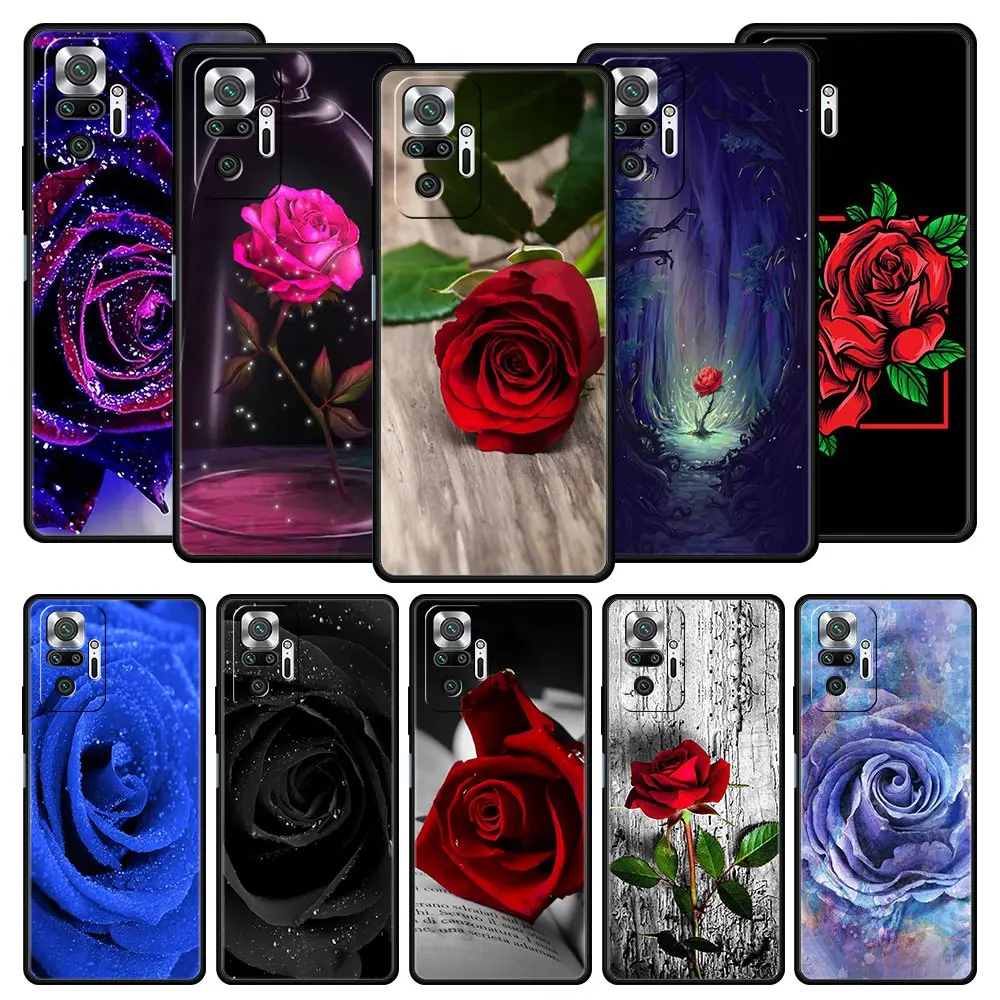 

Flower Red Roses Cool Fashion Phone Case For Xiaomi Redmi Note 13 12 5G 11 10 Pro Plus 4G 9S 9 8 7 9T 13C 10C 9C 9A Soft Cover