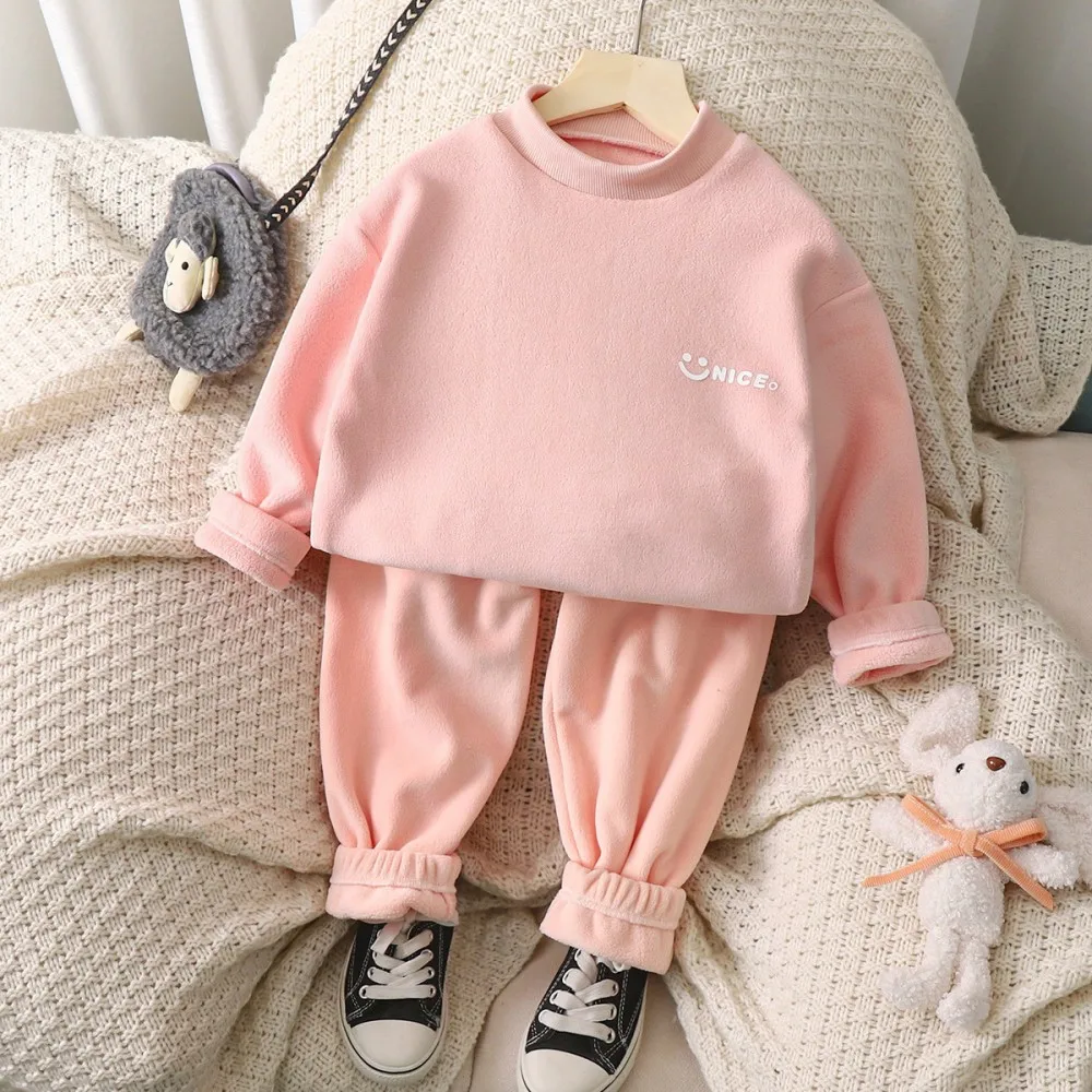 Children's Autumn/Winter Oriole Velvet Set, Girls' Thick Velvet Home Clothes, Boys' Warm Underwear, Autumn Clothes, Autumn Pants