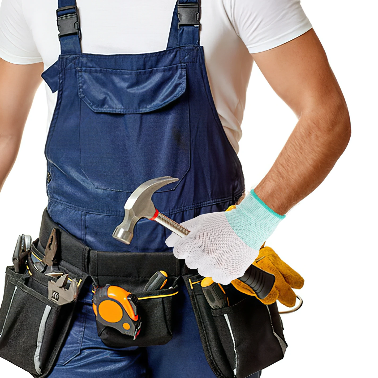 

12pcs Antistatic Nylon Gloves Work Utility Safety Gloves For Electrical Mechanics Construction Reusable Mens