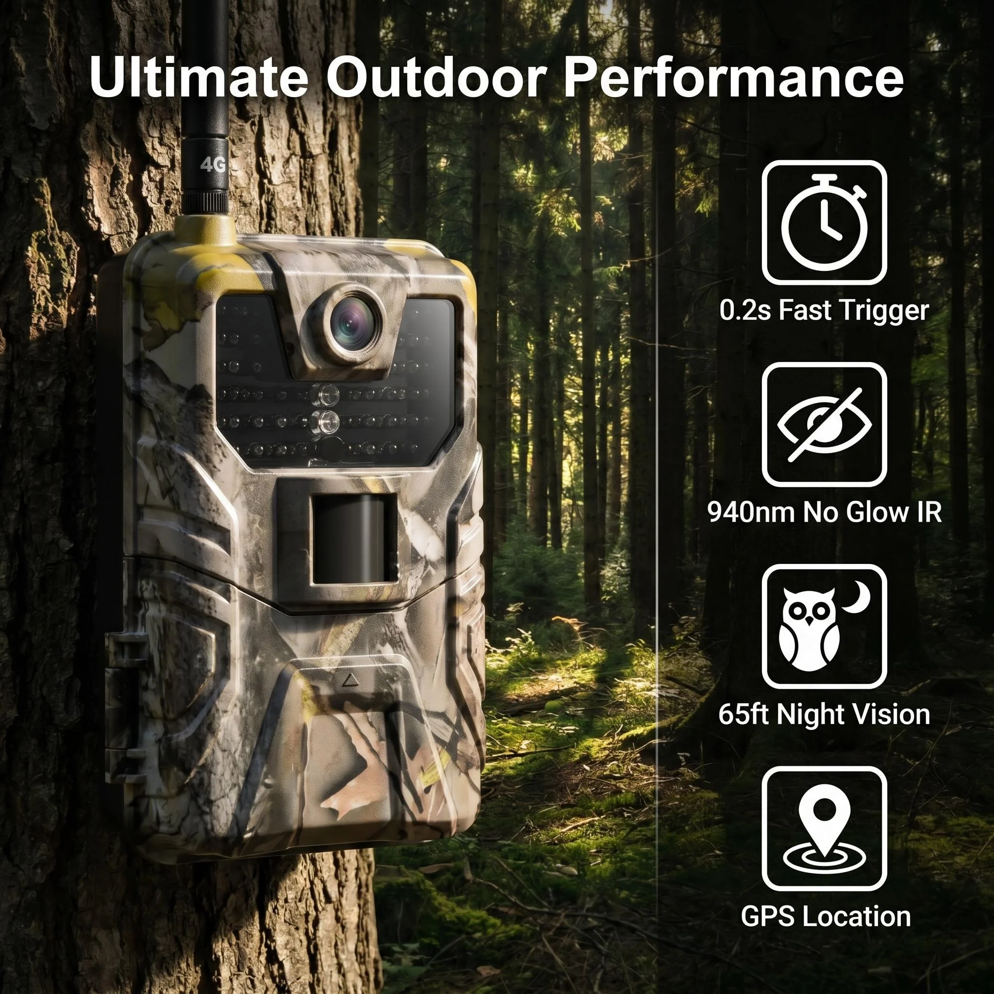 4K 30FPS Wildtier-Jagdkamera mit WLAN-Übertragung, 940nm IR, APP-Steuerung und 5000mAh Lithium-Akku, 30MP Foto- und Videoaufzeichnung