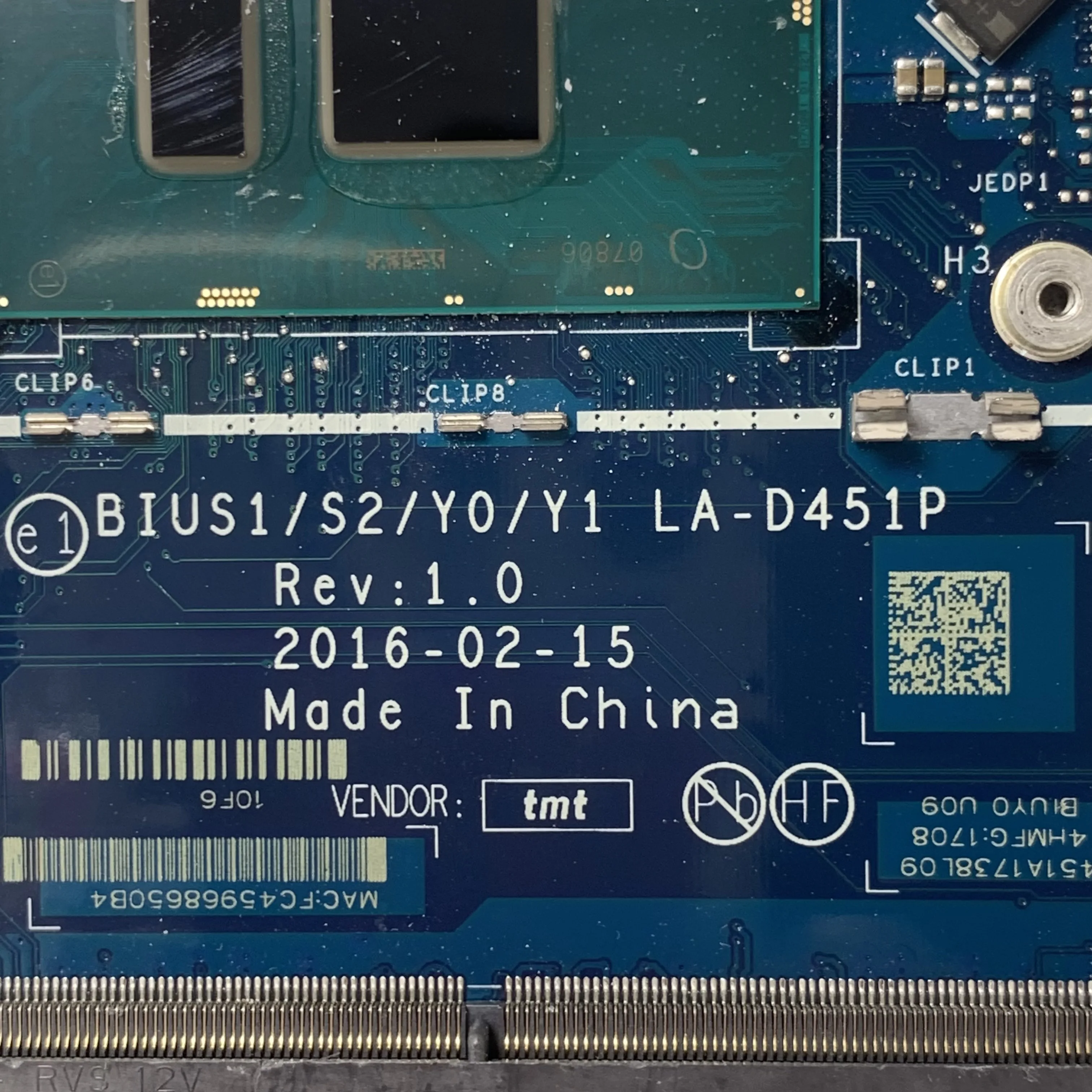 Imagem -04 - Placa-mãe do Portátil para Lenovo Placa-mãe do Processador Central Bius1 s2 y0 y1 La-d451p Sr2ex 4405u Flex41470 Ioga 510-14isk Ddr4 100 Testado