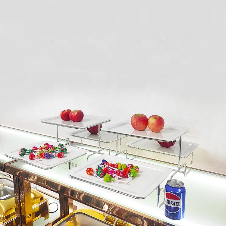 Food-Display-Risers Beverage & Displays Cube Cake Rack Store 3 Tier Pan Metal Food Display Stand