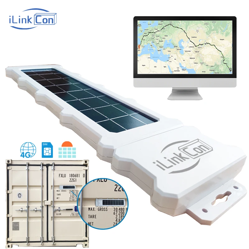 ILinkCon Solar Global Conteneur GPS Tracker, Multi Capteur, WiFi, LBS, GPS, BLE, 10 Ans de Travail, IP67, Free Global Epim