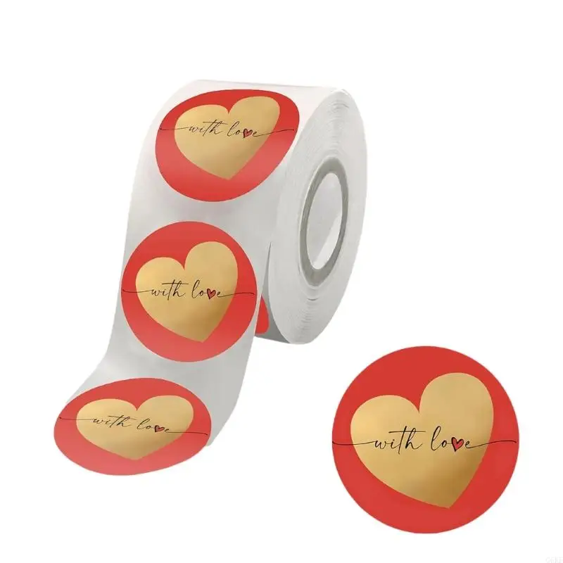 

G6KF 500Counts Valentines Day Sticker Love Heart Sticker for Valentines Card Letter Envelope Self-Adhesive Wrapping Labels