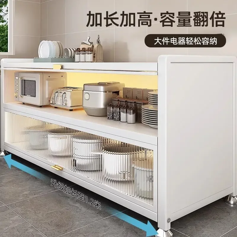 Kitchen Shelf, Multi-layer Storage Cabinet, Microwave Oven, Bowl, Dining Cabinet, Workbench, Stove, Multifunctional Cabinet