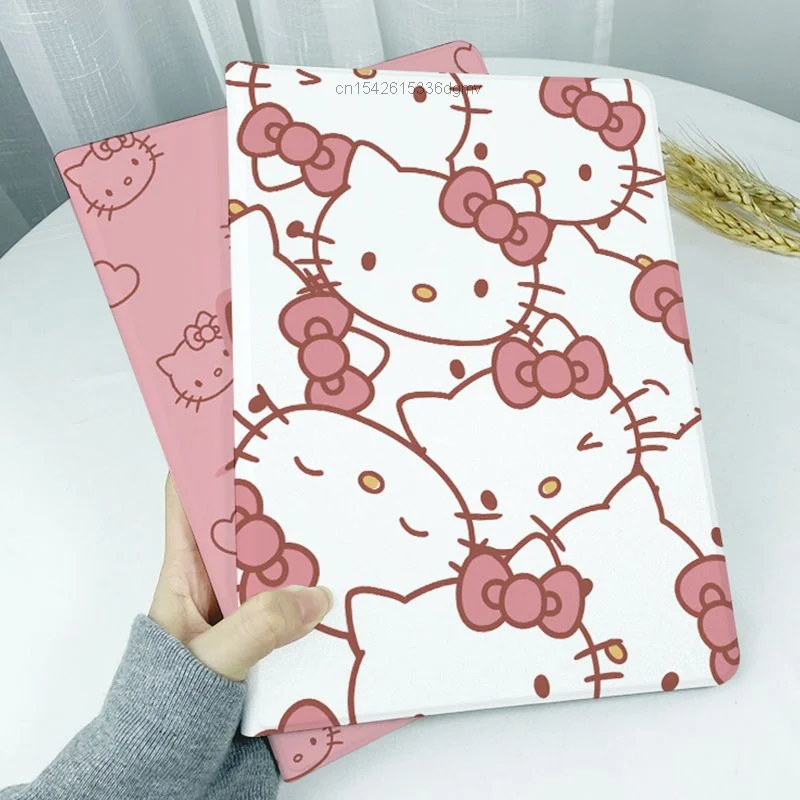 Sanrio Hello Kitty Apple IPad Mini 4 5 7.9 Air 3 4 5 Case For IPad 2020 2021 Pro 9.7 10.2 11 Inches Airbag With Pen Tray Cover