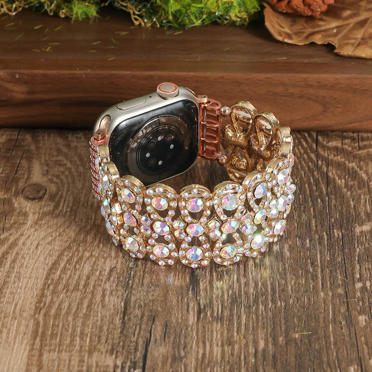 

Женский ремешок ручной работы с блестящим стеклом и лазерным кристаллом, цепочка для умных часов IWatch, подходит для Apple Watch