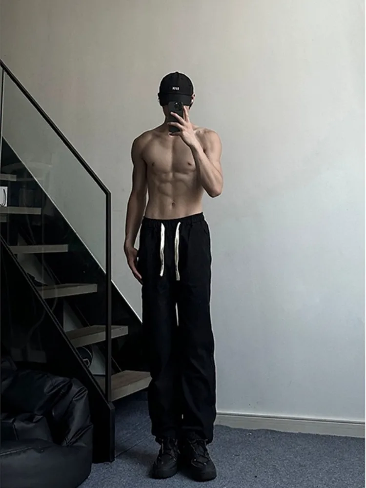 

Bla Straight Leg Jeans Extended Length Elastic Waist Trousers for Tall Men Autumn Winter Faion Versatile Long Pants