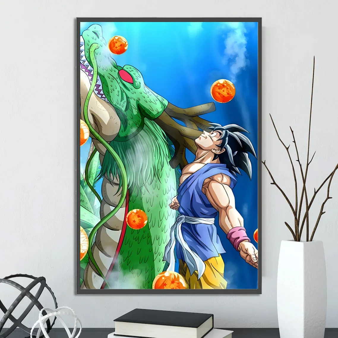 Dragon Ball Self-adhesive Poster Saiyan Goku Anime Wallpapr Figures Home Decoration Painting Pictures Wall Art Birthday Gift