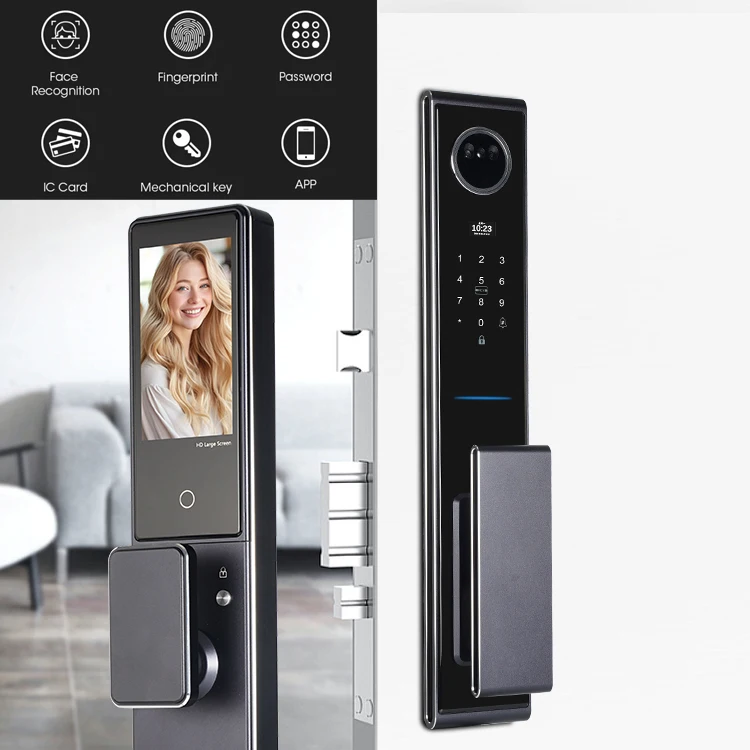 3D Face Recognition Door Lock Work With WIFI APP Remote Unlock Capture Photo Finger Recognition Smart Door Lock