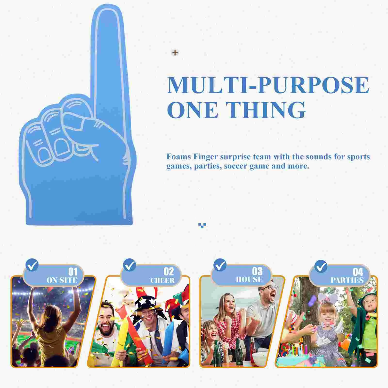 3 Pcs Foam Fingers Party Supply Cheerleading Hand Accessory Stuff Foams for Sporting Events Sports Prop White Duct Tape