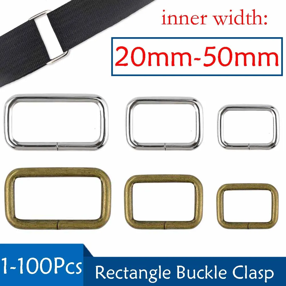 

20-50mm Metal Adjustable Rectangle Hoop Ribbon Buckle Slider Belt Loop D Ring For Backpack Strap Bag Pets Collar DIY Accessories