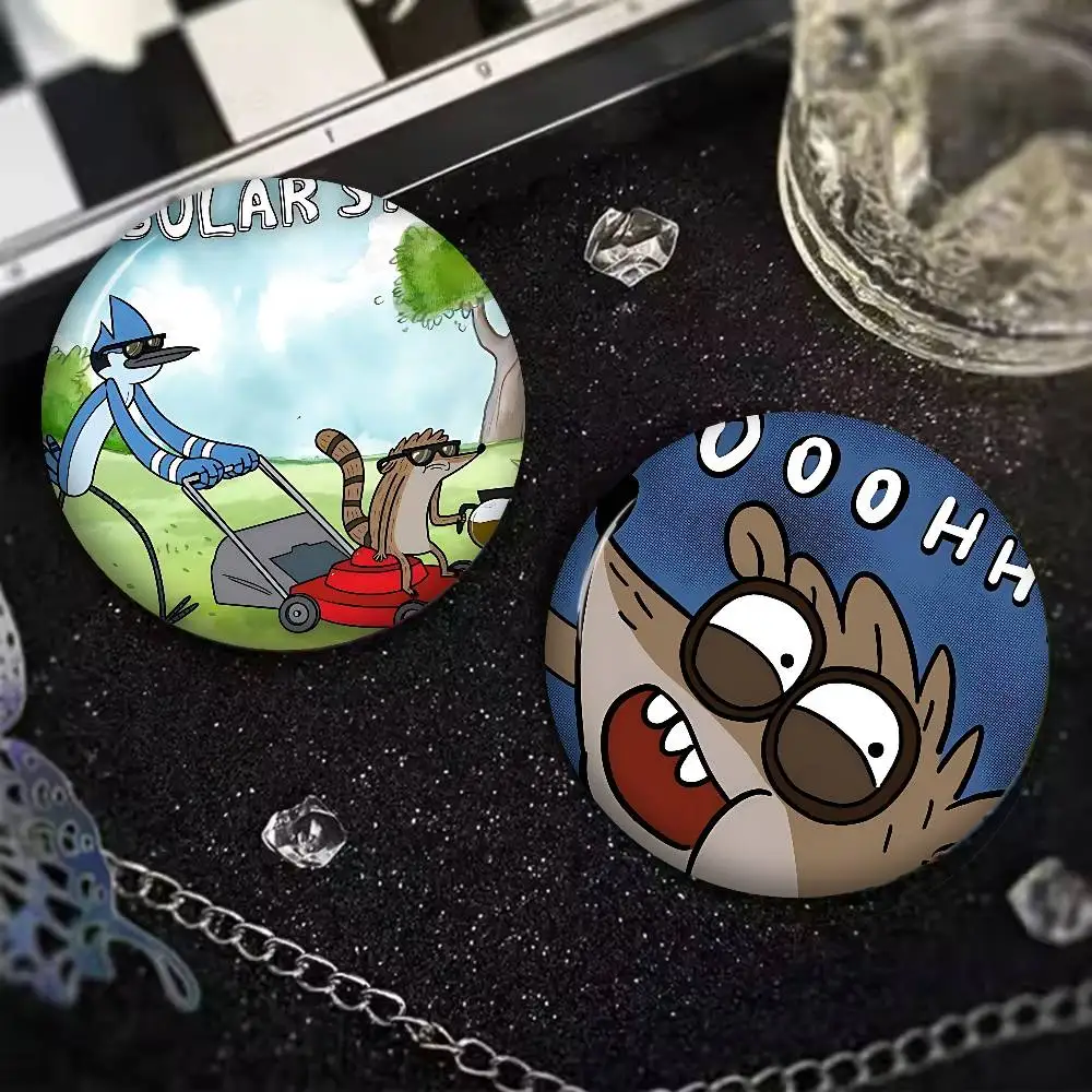 Cartoon R-Regular Show Creative Pins Funny Round Snap-in Brooch Badge Backpack Hat Accessories Jewelry Gifts for Friend