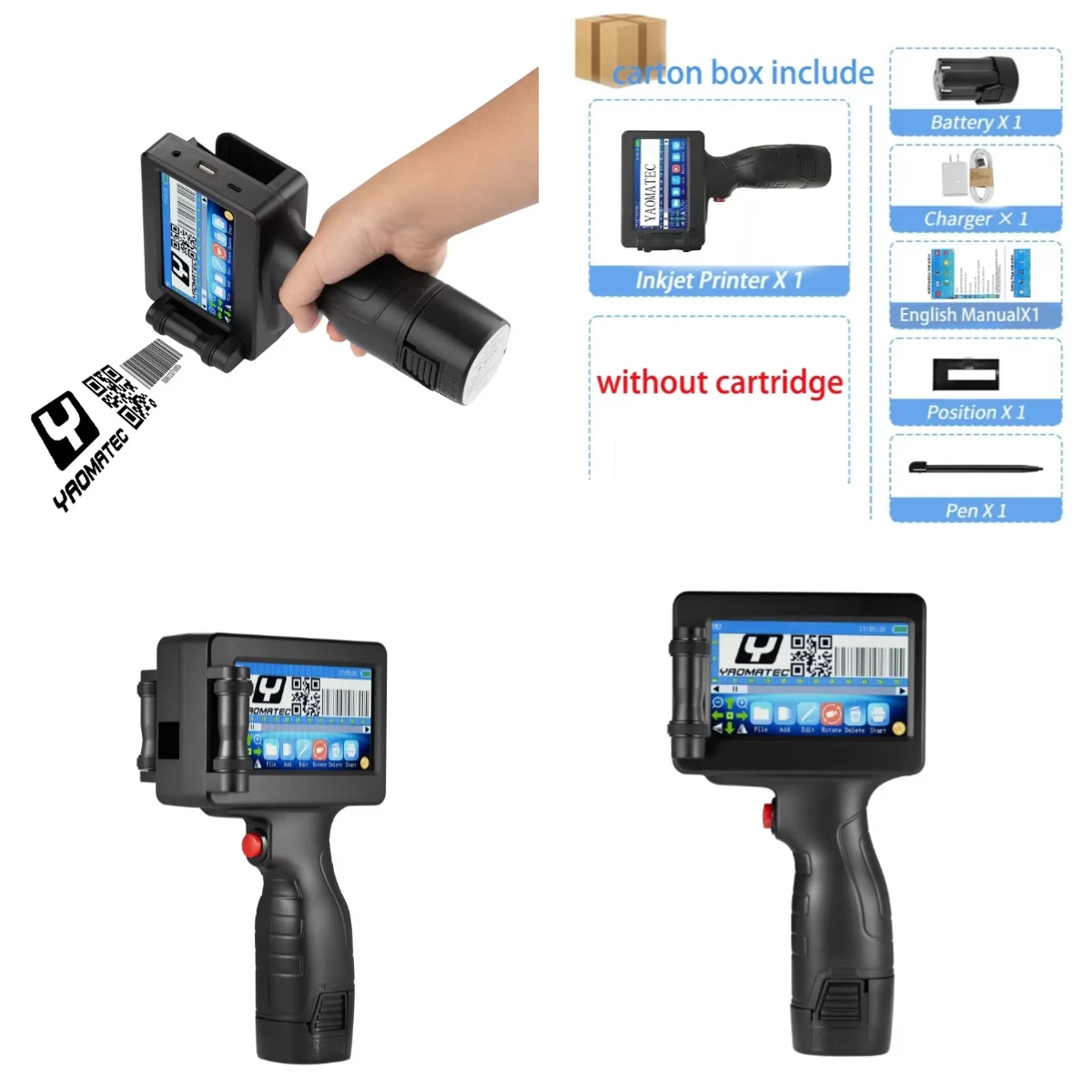 

Handheld Inkjet Printer Expiry Date Coding QR Code Barcode Logo Hand Printer Portable Handheld Thermal Inkjet Printer