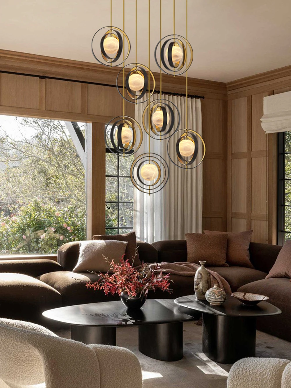 Home Marble Globe Black Gold Pendant Lights