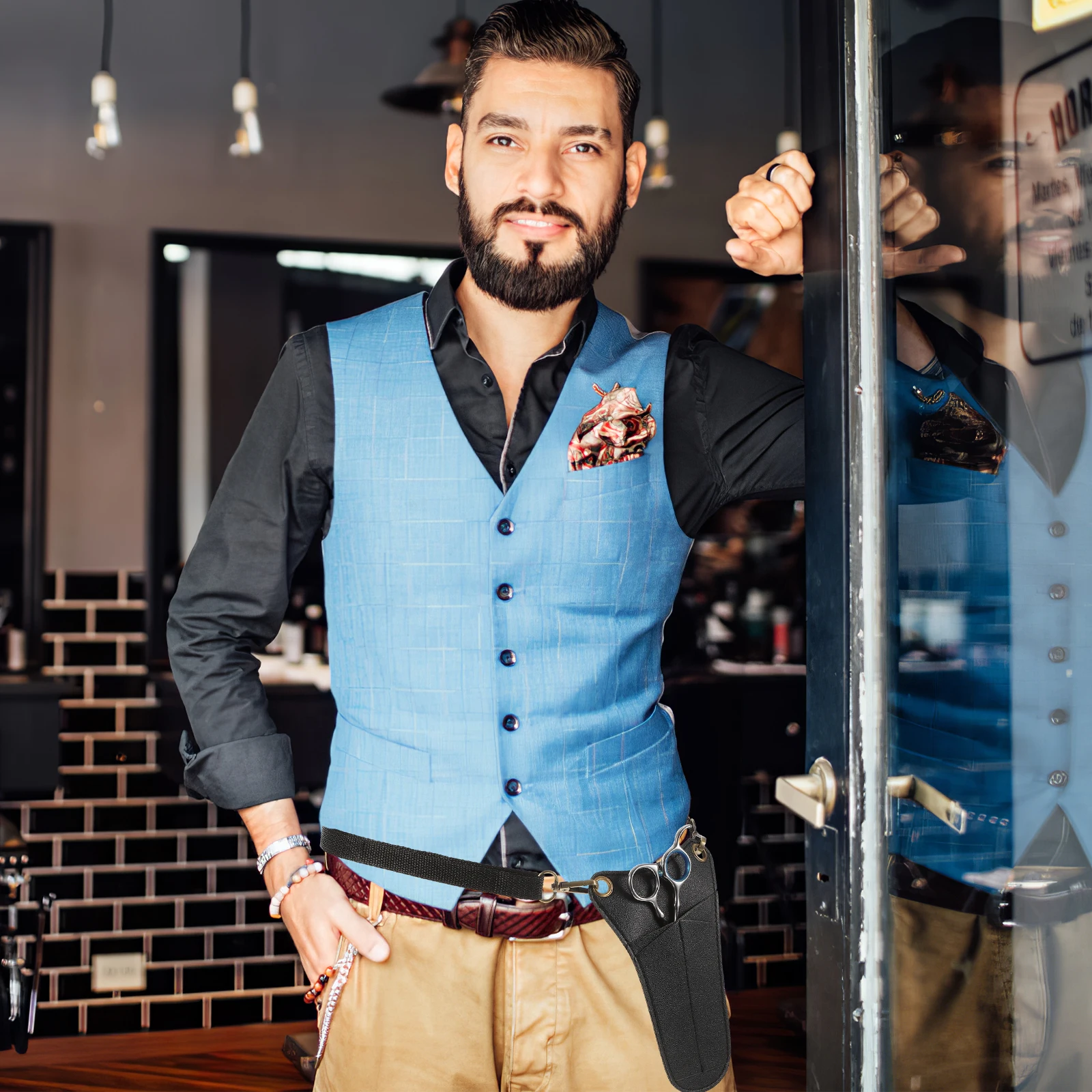 

Barber Hairdressing Scissors Bag Multifunction Waist Pouch Portable Holder for Scissors Combs Clips Hair Stylist Tools Case