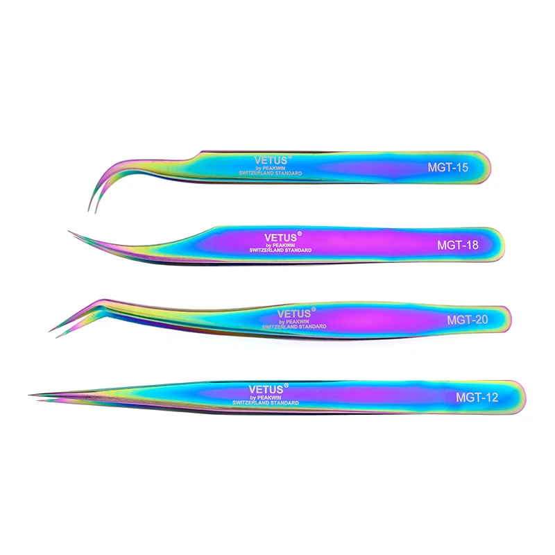 Pinzette per ciglia di precisione 1Pc con punta in fibra Pinzette per ciglia antistatiche in acciaio inossidabile Estensione delle ciglia Forniture per il trucco