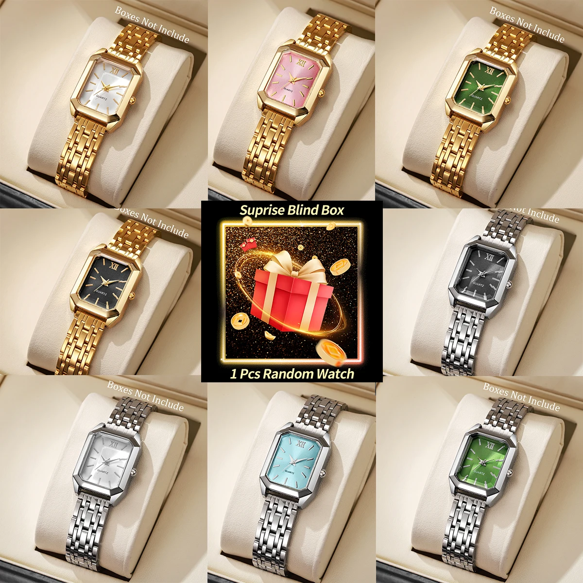 

1 шт. Surprise Mystery Watch слепая коробка-модные прямоугольные женские кварцевые наручные часы Reloj Mujer (без коробки)