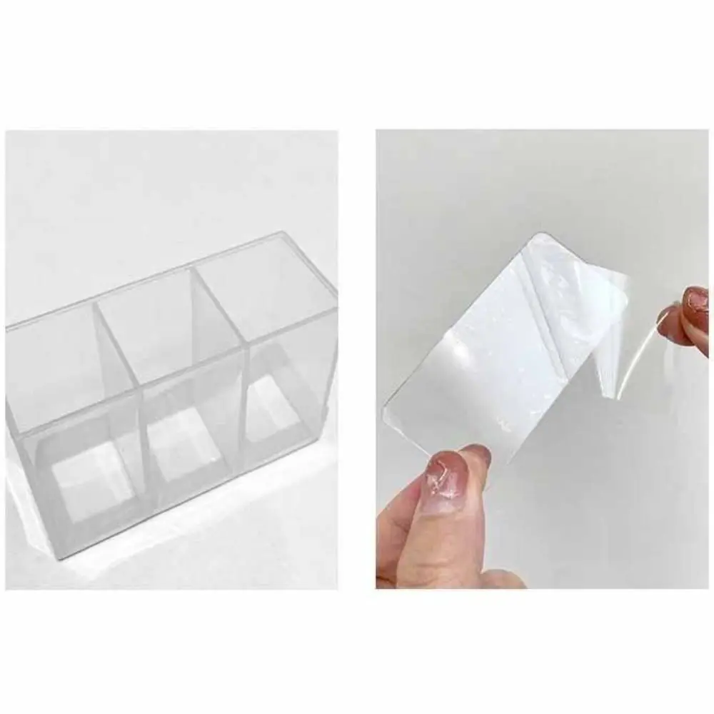 Wall Mounted Mini Storage Box Transparent Self-adhesive 3 Grids Sundries Holder Dresser Storage Cabinet Makeup Organizer Home