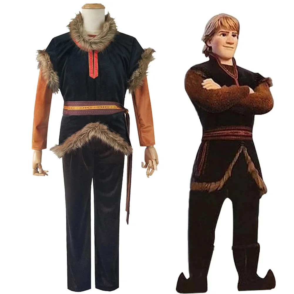 Kristoff Olaf Halloween Movie Costume Adult Men Deluxe Suits Fancy Party Cosplay Carnival Outfit For Tops+Pants+Vest