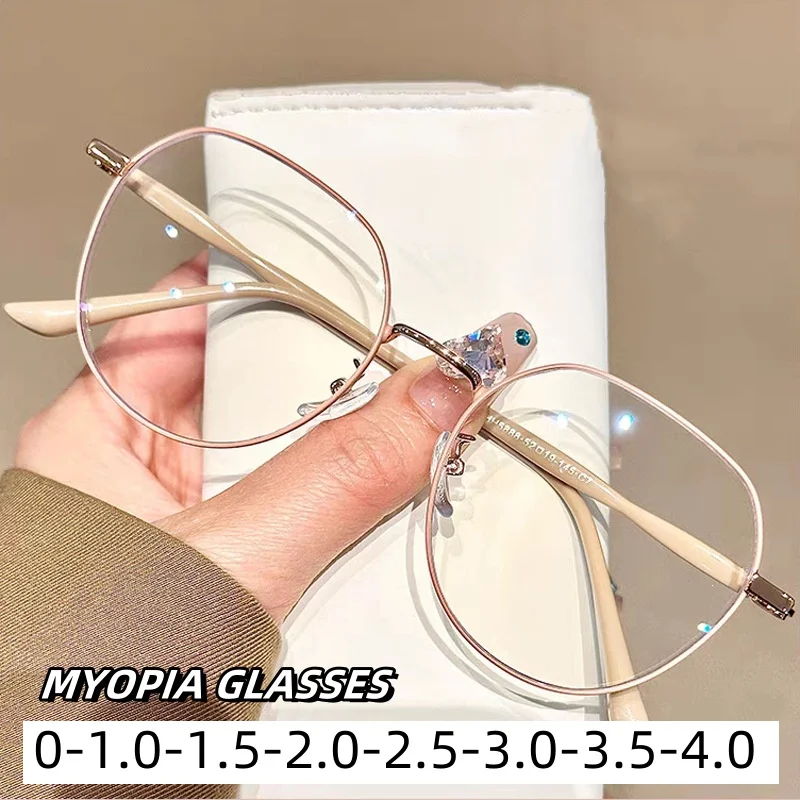 

Oversized Round Frame Myopia Eyeglasses Fashion High Definition Near Sight Goggle Blue Light Blocking Eyewear 0-1.0-1.5-2.0-4.0