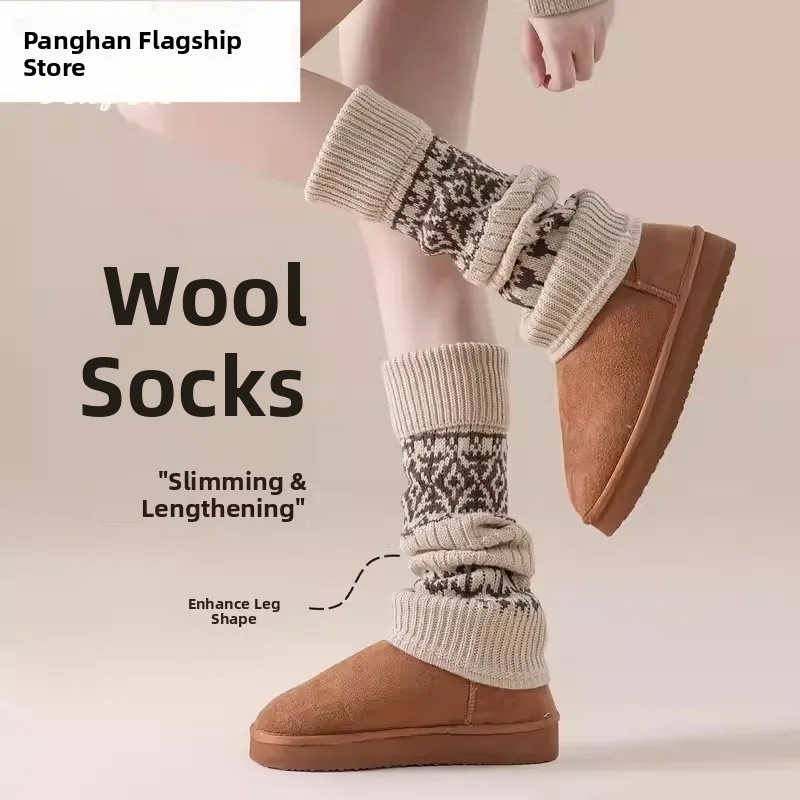 

Зимние женские теплые гетры для сапог, аксессуары для снегоступов, гетры до икр, ретро-леггинсы крупной вязки