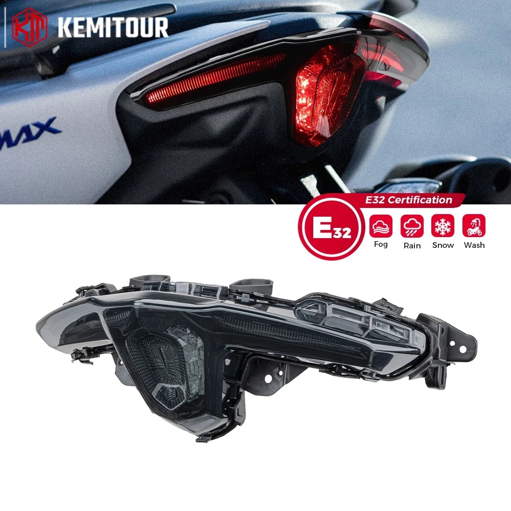 Fanale posteriore a LED E32 E-Mark per moto TMAX560 2020-2021, gruppo luce freno posteriore integrato