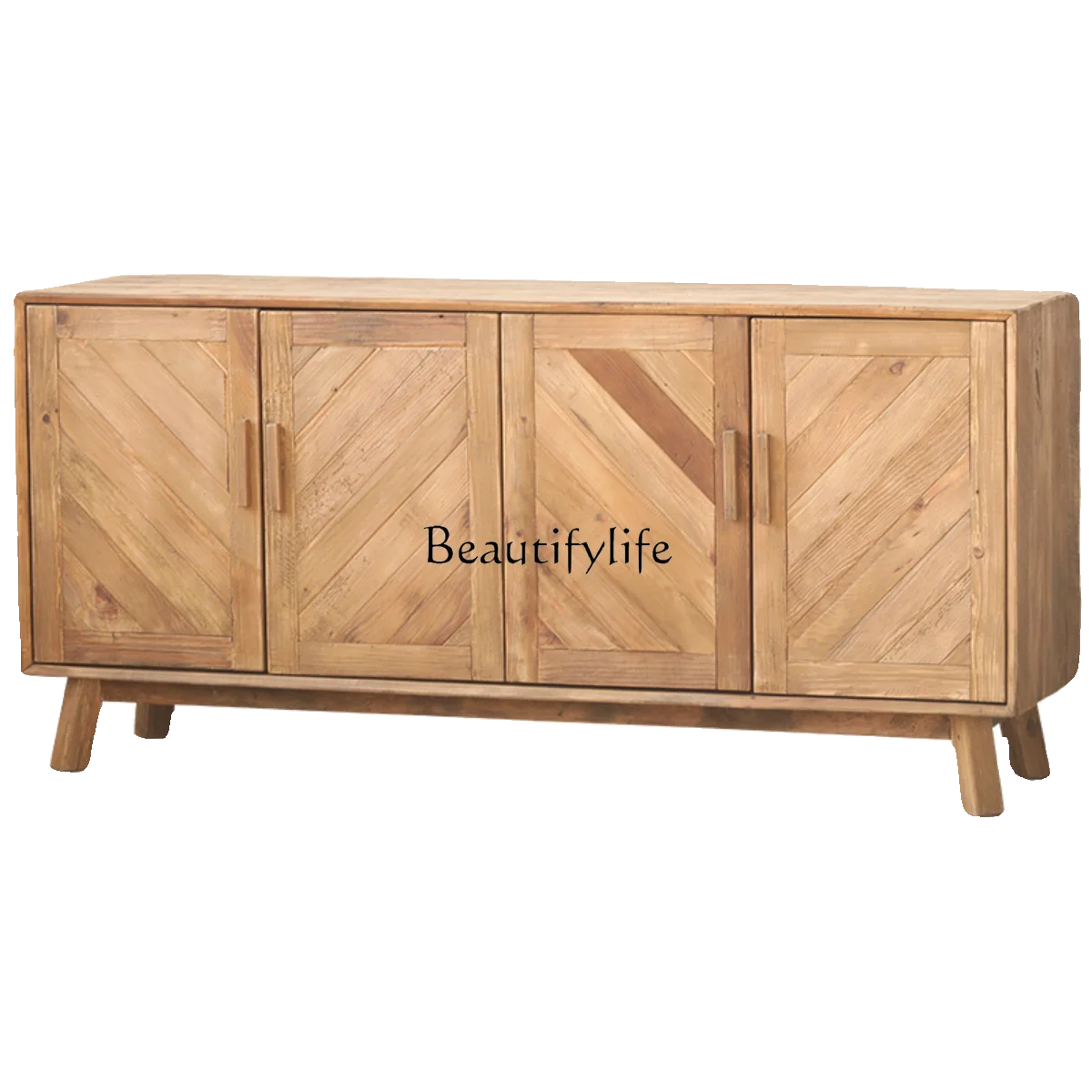 

Solid Wood Sideboard Vintage Distressed Style for Guesthouse Living Room Old Pine Entrance Cabinet