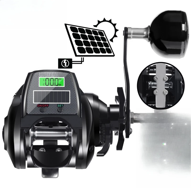 Wide-body large digital water drop wheel metal base black Luya boat fishing sea fishing boat 6.4:1