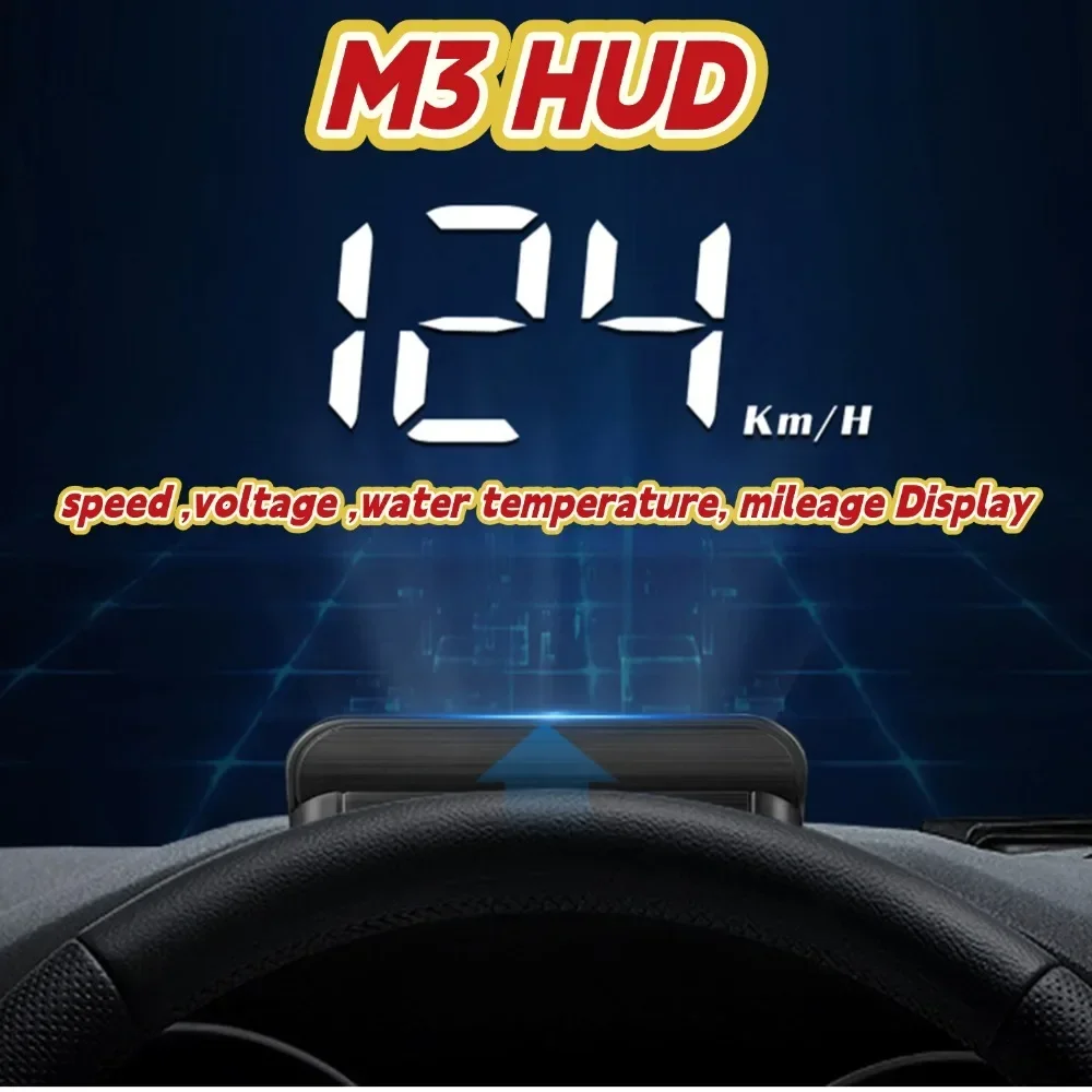 

M 3 Car HUD Head Up Display Digital Speed Voltage Water Temperature Mileage Display Projection On Glass Windshield Projector