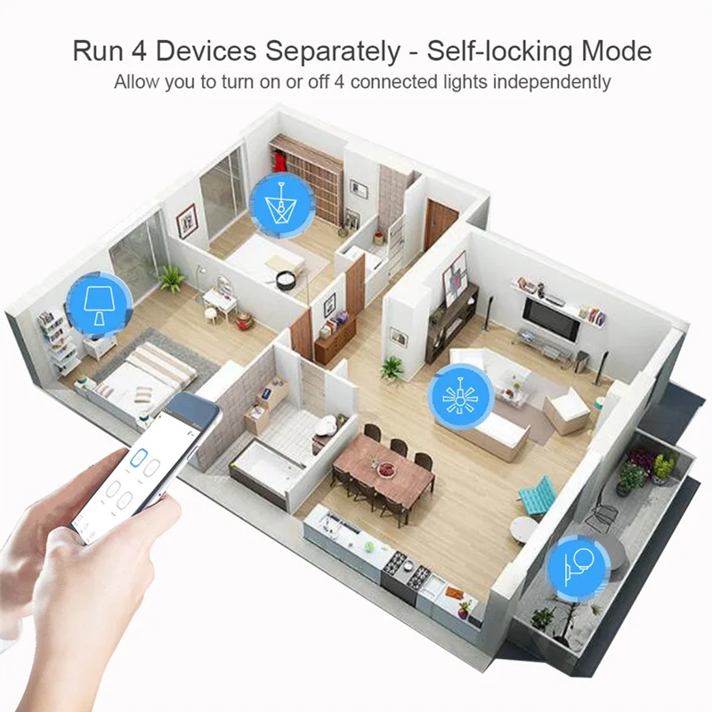 

ABYN-1 PCS Tuya Smart Switch Wifi Switch Module DIY Timer AC 85V-250V 4CH RF White For Alexa Google Home