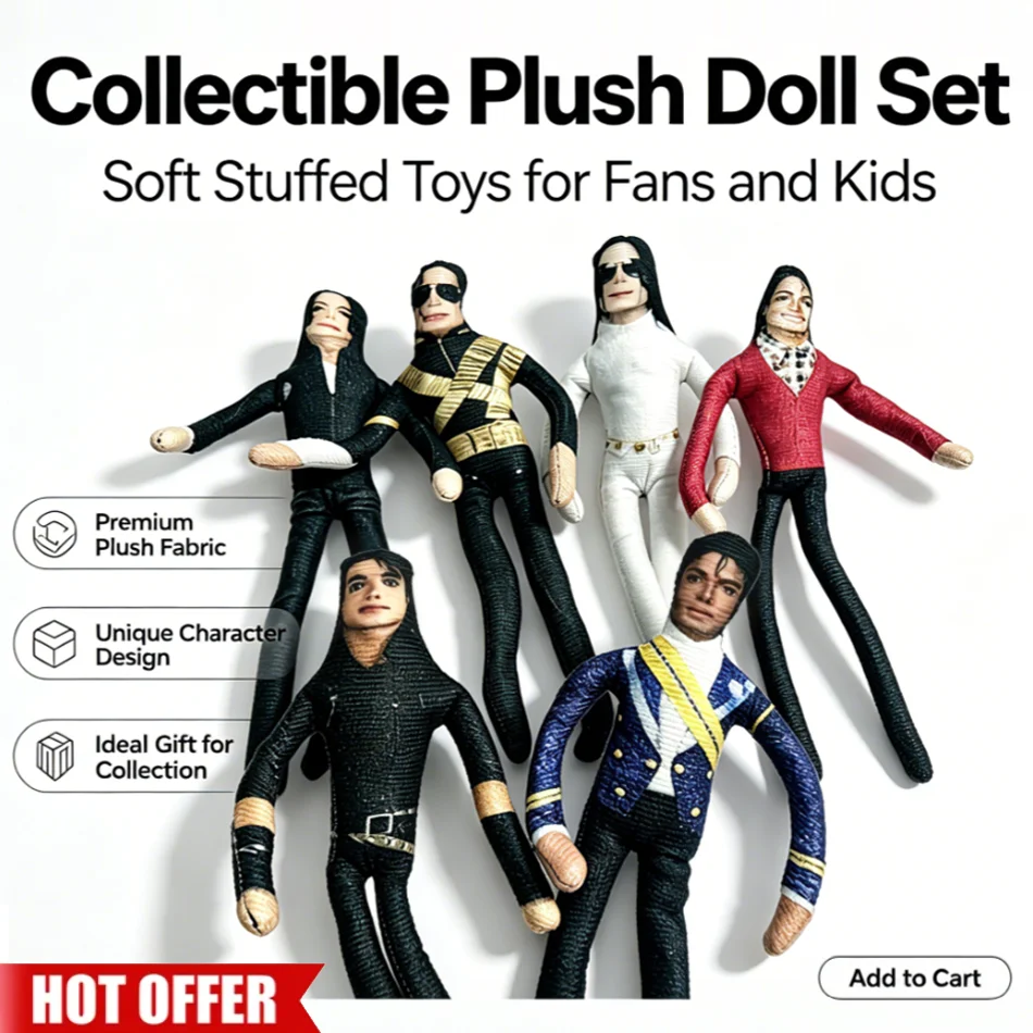 Best Seller Michael Jackson Movable Joint Plush Stuffed Doll Anime Cosplay Prop Home Room Decoration Collectible Gift for Fans