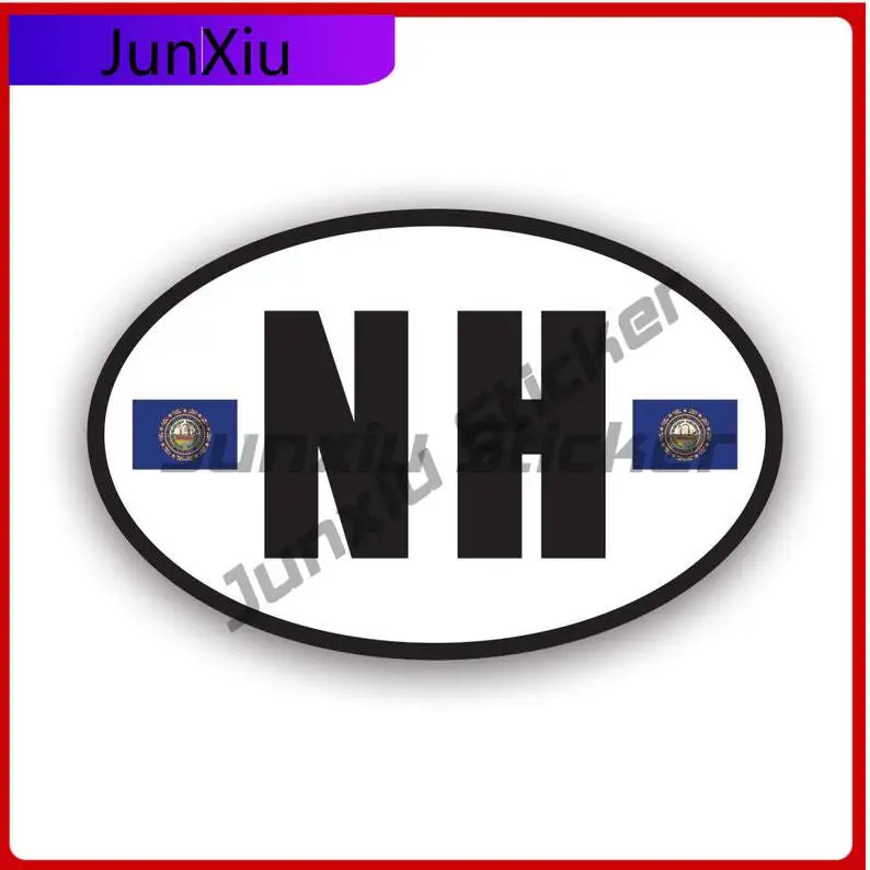 

New Hampshire Flag Oval Sticker Uv Protected Decals V3 Nh Euro State Flag Patriotic Car Sticker Vinyl Decal Round Sun Protection