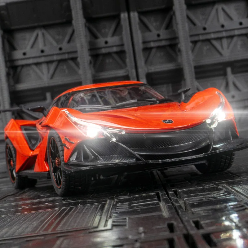 Coleção de modelos de carros de liga Apollo IE 1:24, portas e capô do motor, porta-malas pode ser aberto, som e luz, enfeites de carro, presentes