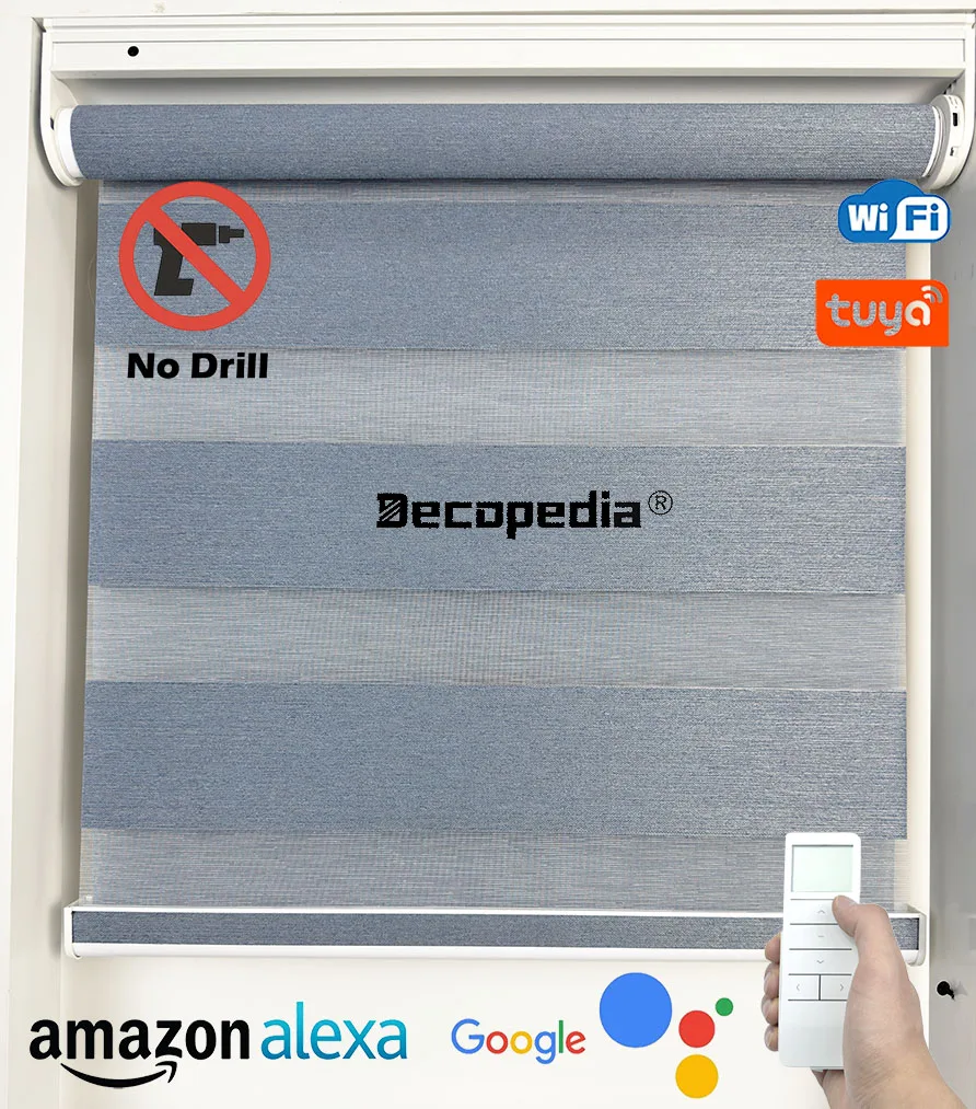 

Decopedia No-Drill Zebra Blinds for Windows Motorized Roller Blinds Day and Night Window Blinds Gilrs-Can-Do