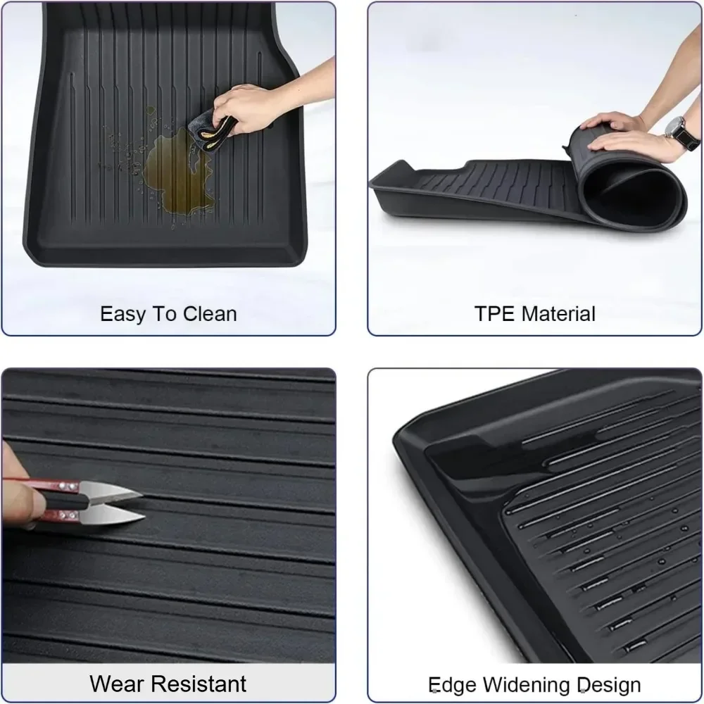 Car Floor Mats For Tesla Model Y Juniper 2025 2026 TPE All-Weather Trunk Pads Wear-Resistant Cargo Liners Odorless Back Cushion 4