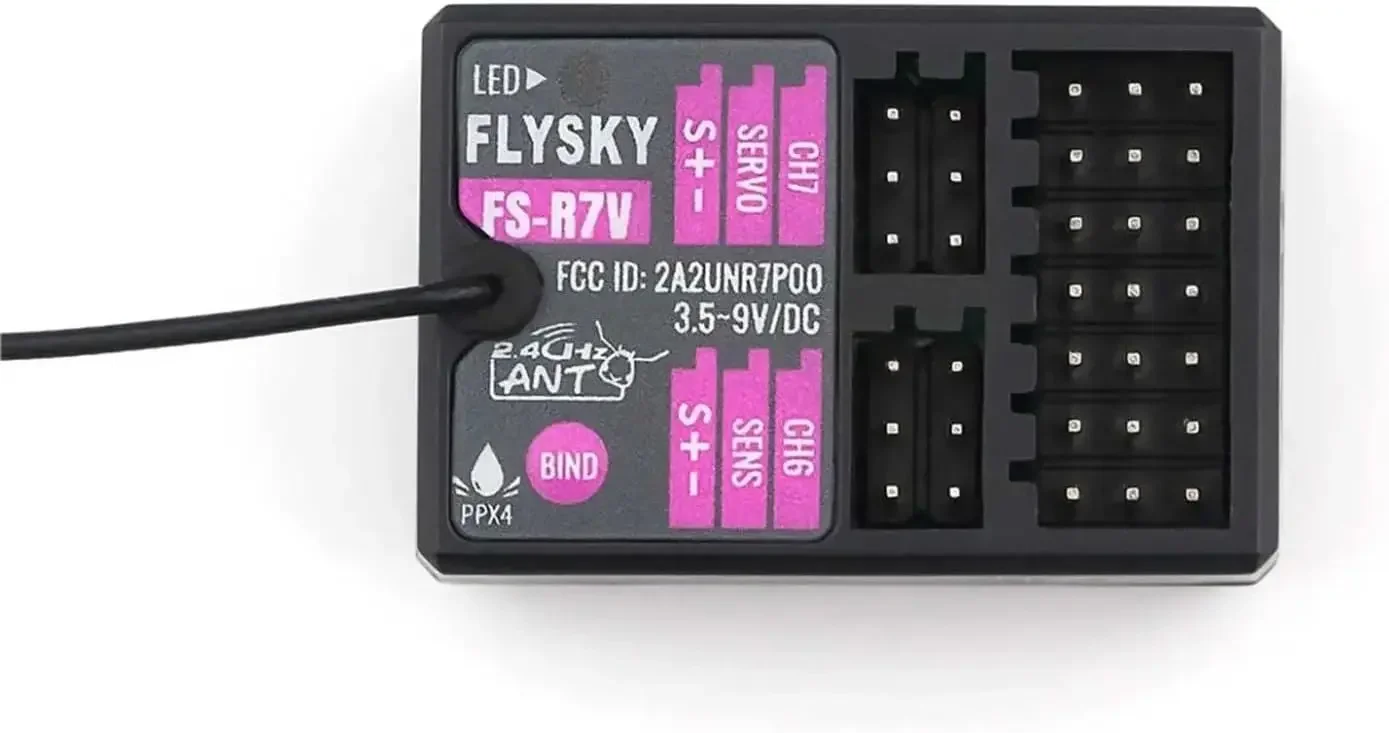 Flysky FS-R7V 7CH 2.4G RC Receiver Support PPM IBUS Signal Output Stable Control for RC Car Speed Boat Model