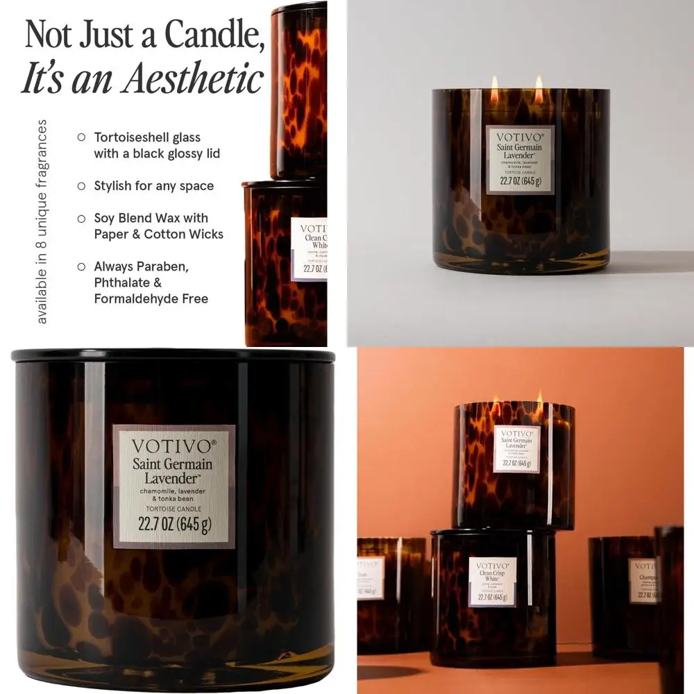 

100-Hour Burn Lavender Tortoise Soy Candle | 22.7 oz Blend | Floral Fragrance | Decorative Tortoiseshell Design