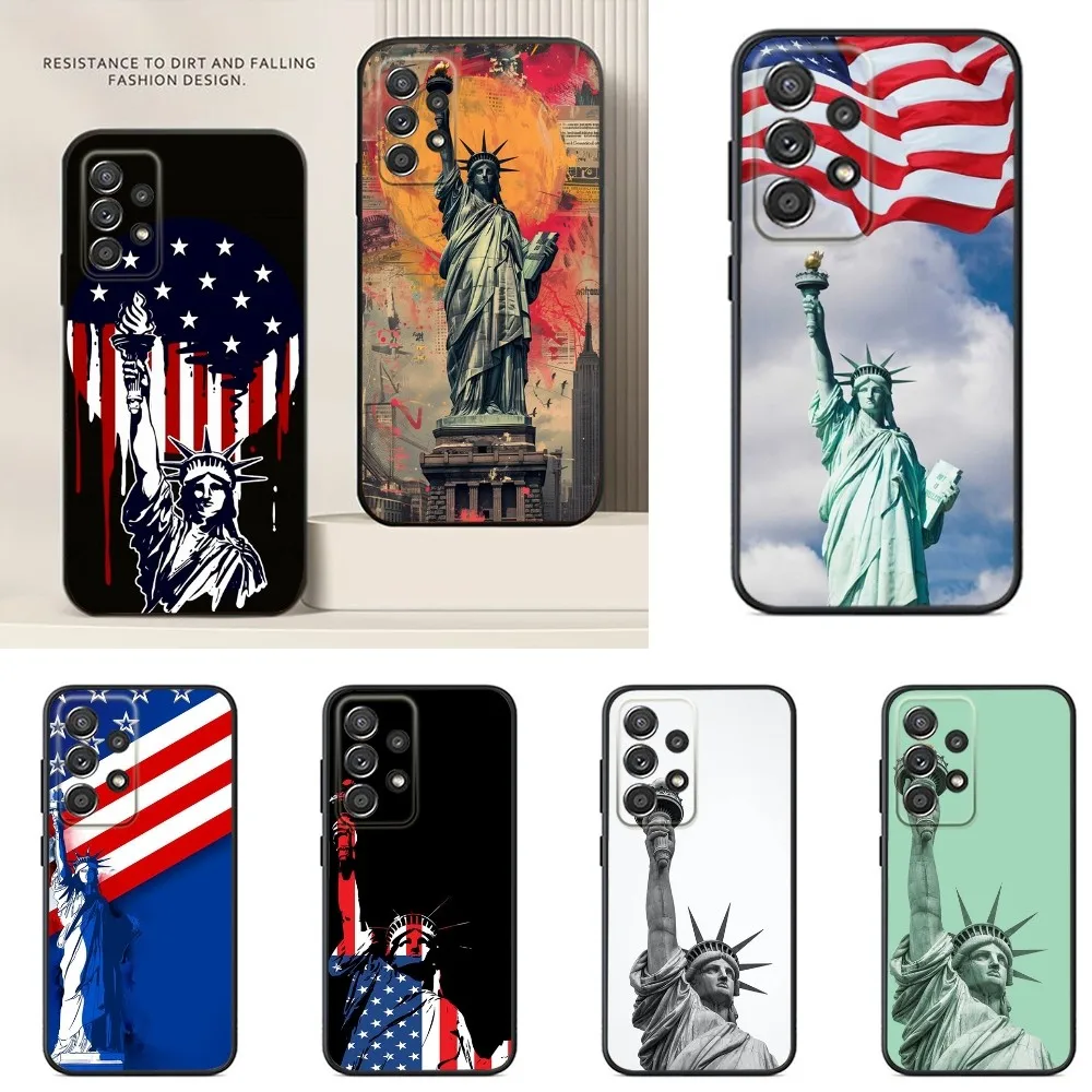 S-Statue of L-Liberty Phone Case For Samsung S24,S23,S22,S21,S20,S10,S10E,S9 Ultra Plus FE Note 20 Ultra 10 9 Plus Case