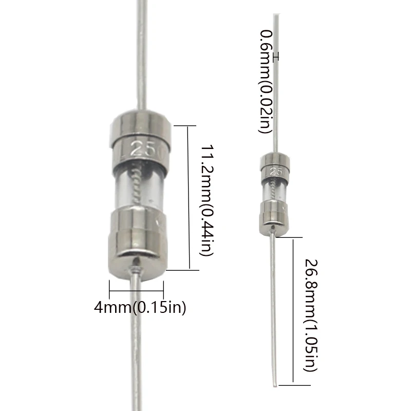 【20PCS】Fast-Blow Glass Tube Fuse Fast Break With Pin 3.6X10MM 0.5A 1A 1.5A 2A 3A 3.15A 4A 5A 6.3A 8A 10A AMP 250V