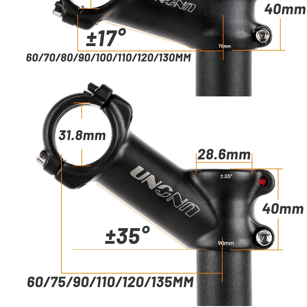UNO MTB-Fahrradvorbau -7 17 35 Grad ultraleichte Aluminiumlegierung 31,8 mm 60 70 80 90 100 110 120 130 mm Rennradvorbau King Alloy – Detail 2