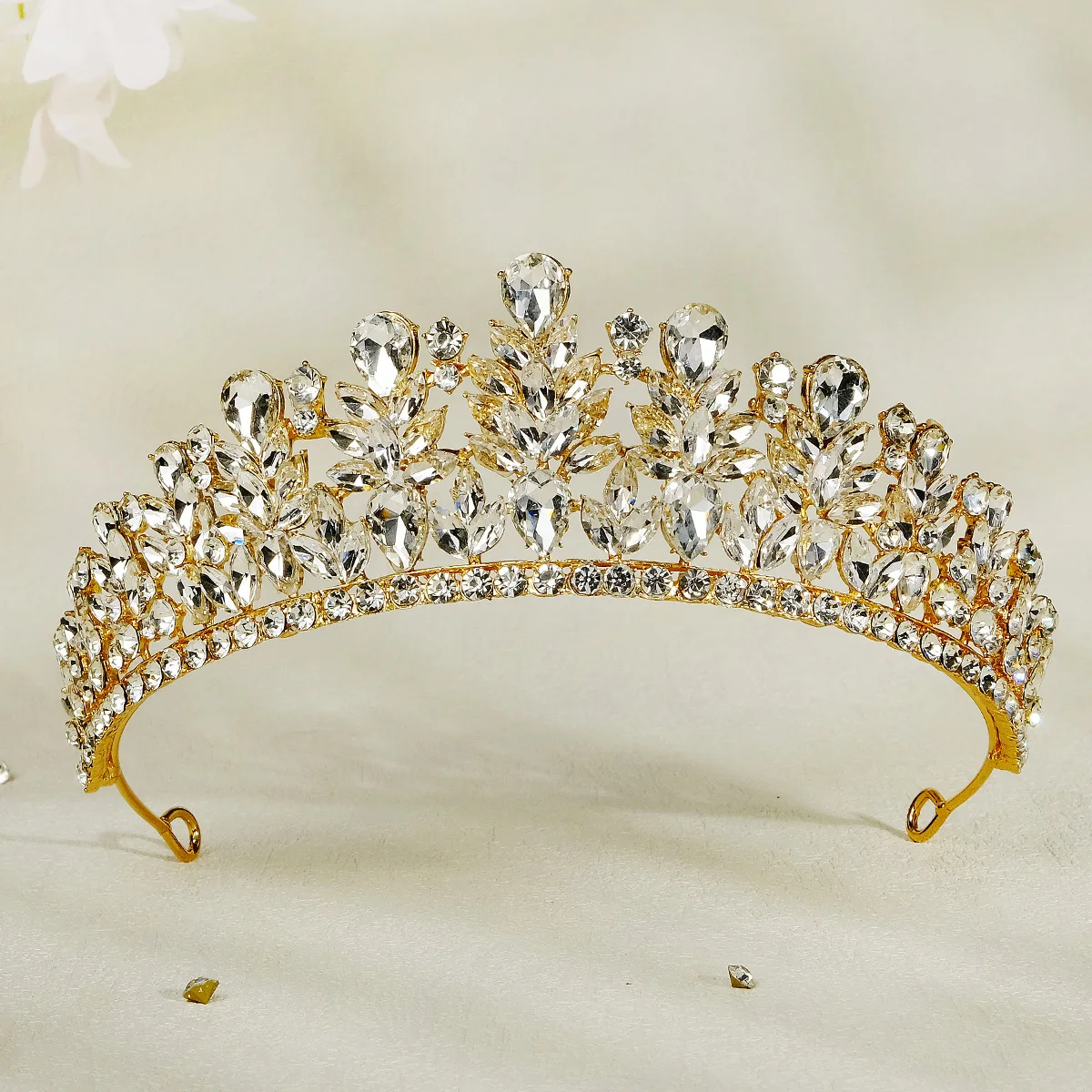 Vintage Alloy Rhinestone Gold Tiaras Queen Miallo Luxury Crown Bridal Jewelry Headwear Wedding Hair Accessories in Various Color