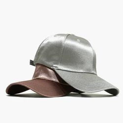 6 Panel Sports Hat Bright Blank Plain Silk Satin Baseball Caps For Women Men Classic Bright Color Outdoor Dad Hat Street Dance