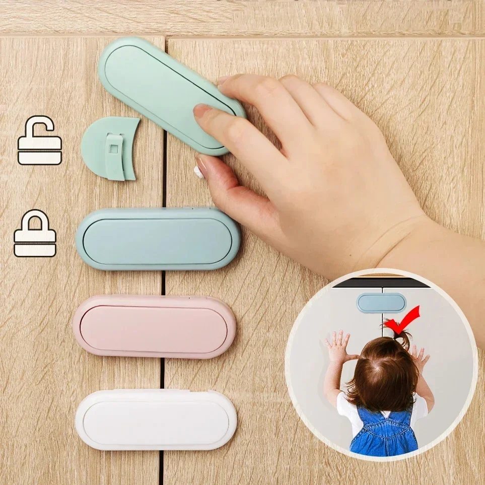 1-10pcs Children's Drawer Safety Latch Cabinet Door Protection Baby Anti Pinch Hand Invisible Lock Opposite Door Wardrobe Lock