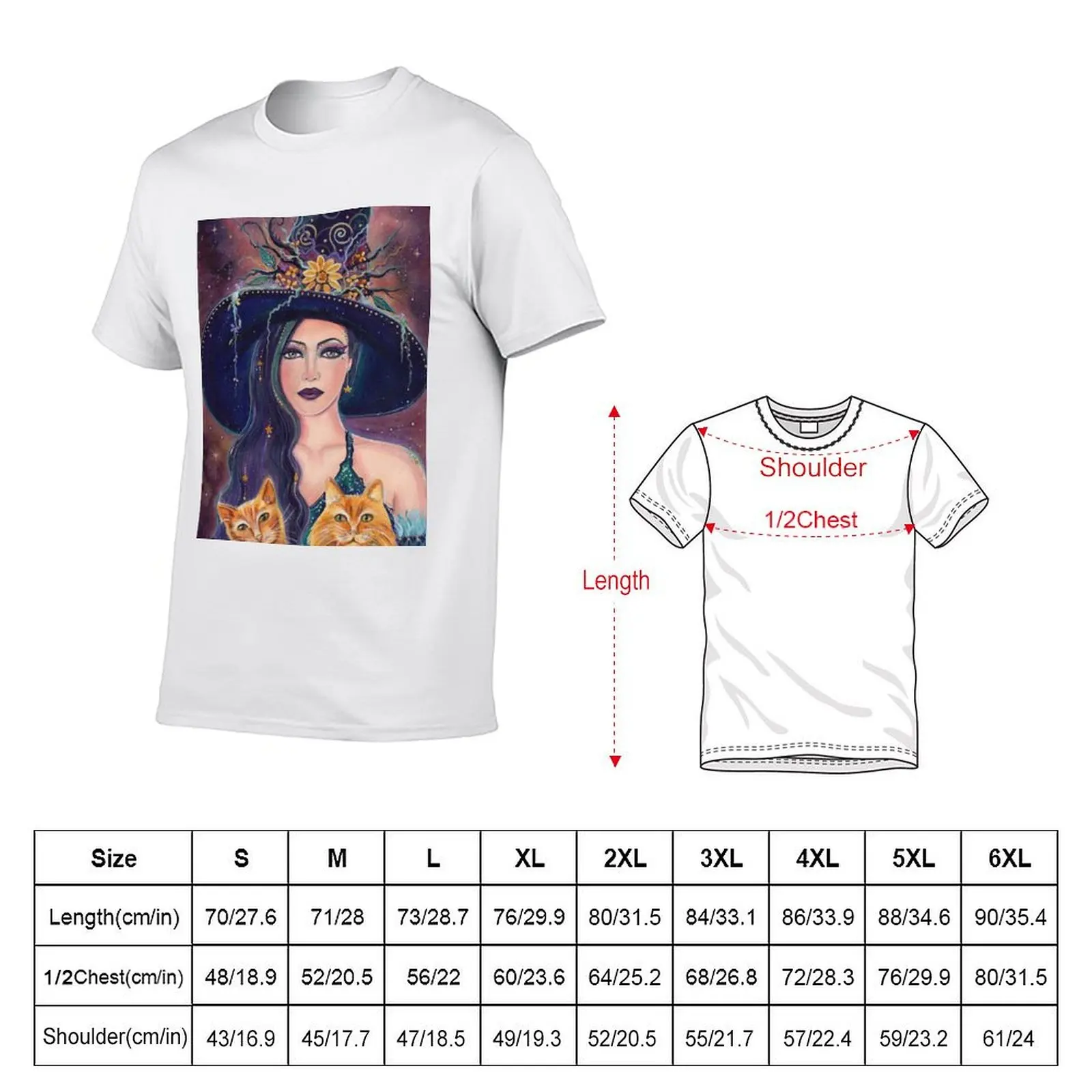 Jinx and Jazz Halloween witch with cats by Renee Lavoie T-Shirt man graphic t shirt man t shirt designer T-Shirt