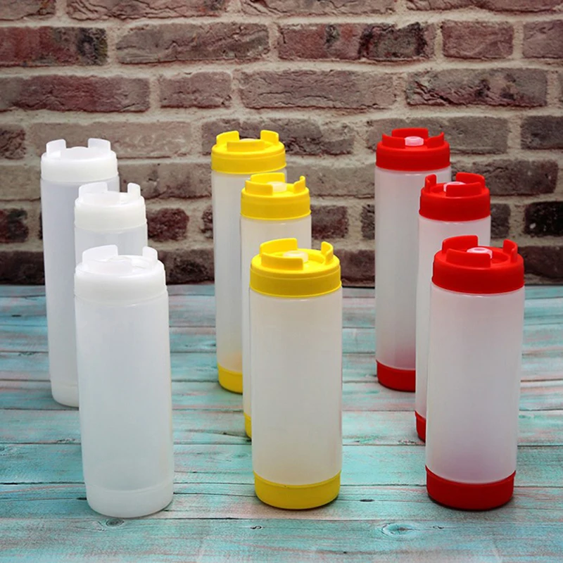 Big Capacity Plastic Sauce Bottles Double Head Squeeze Bottles Tomato Catchup Dispenser Kitchen Tools Portbale Picnic Cooker