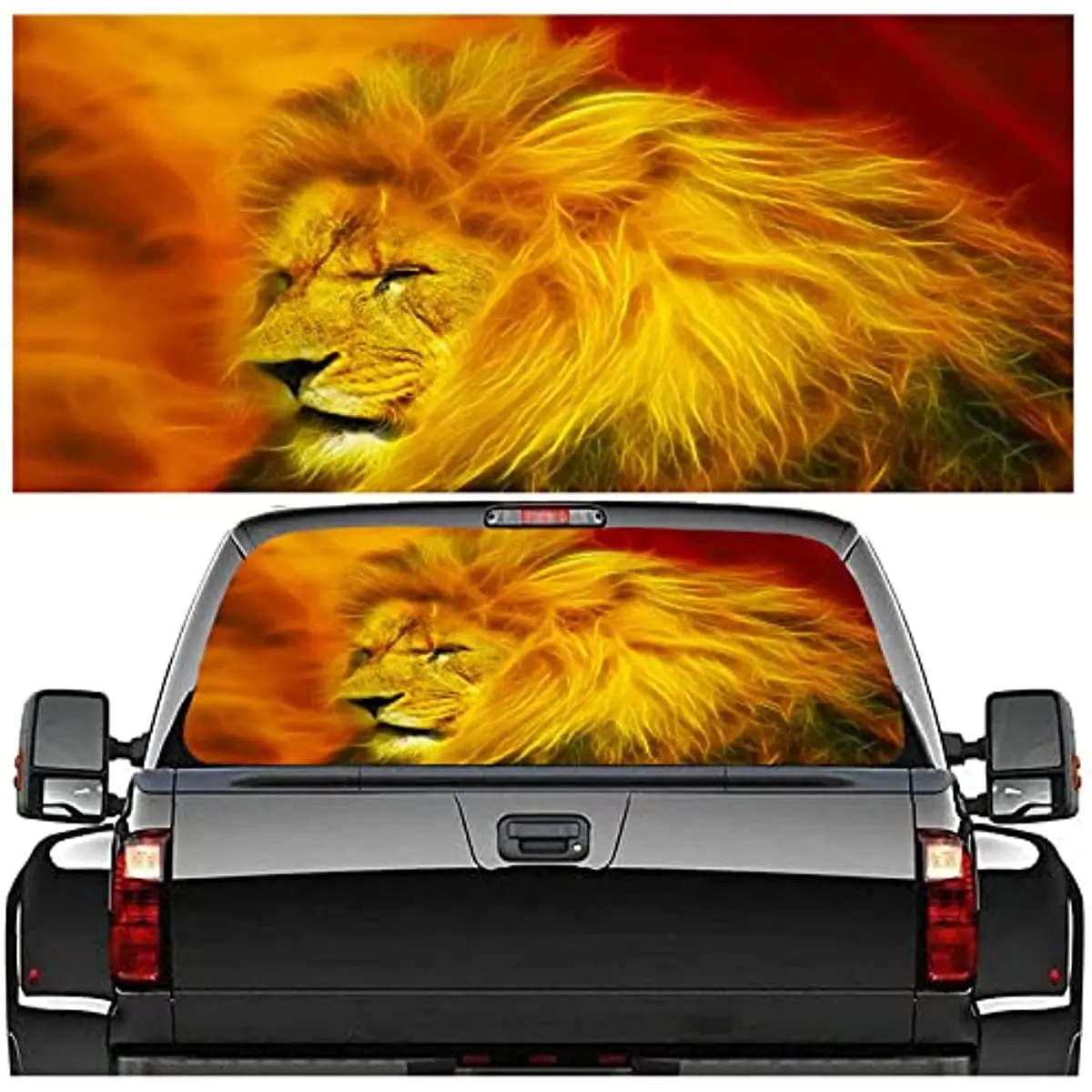 

Lion Truck Rear Window Decals, Animal Sticker Truck Rear Window Stickers, Trucks, SUV, Cars, Universal, Scratch Hidden Car Stick