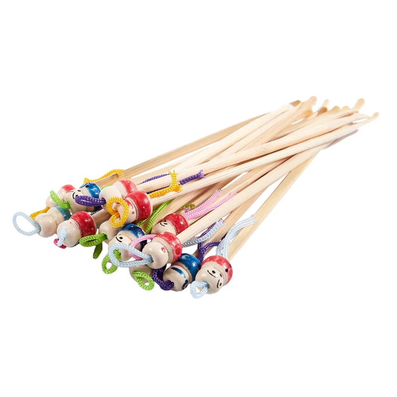 B05C-64 Pcs Assorted Color China Top Wood Earwax Scoop Earpick