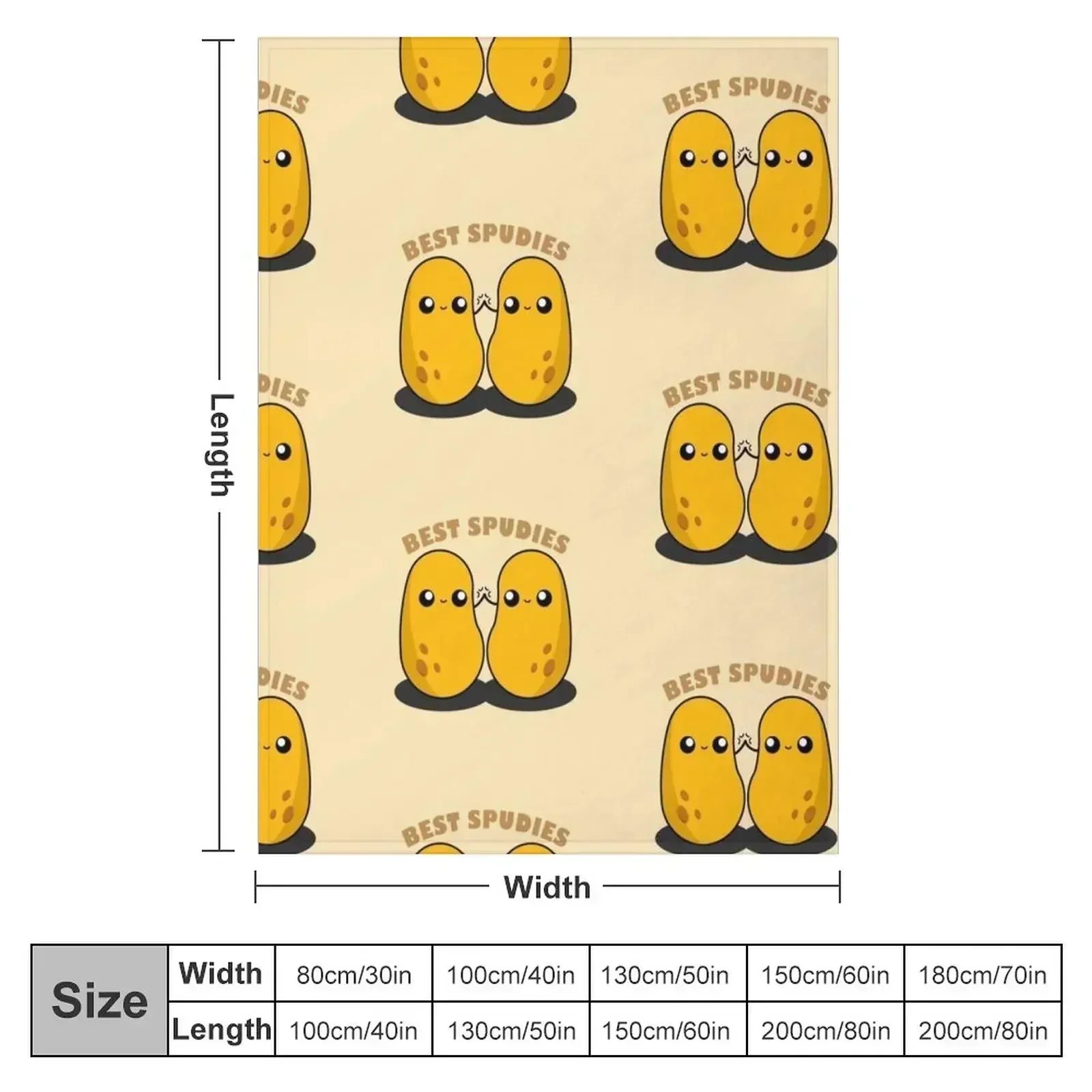 Cute Cartoon Potato || Best Spudies || Kawai Throw Blanket Personalized Gift Quilt Bed Flannel Fabric decorative Single Blankets
