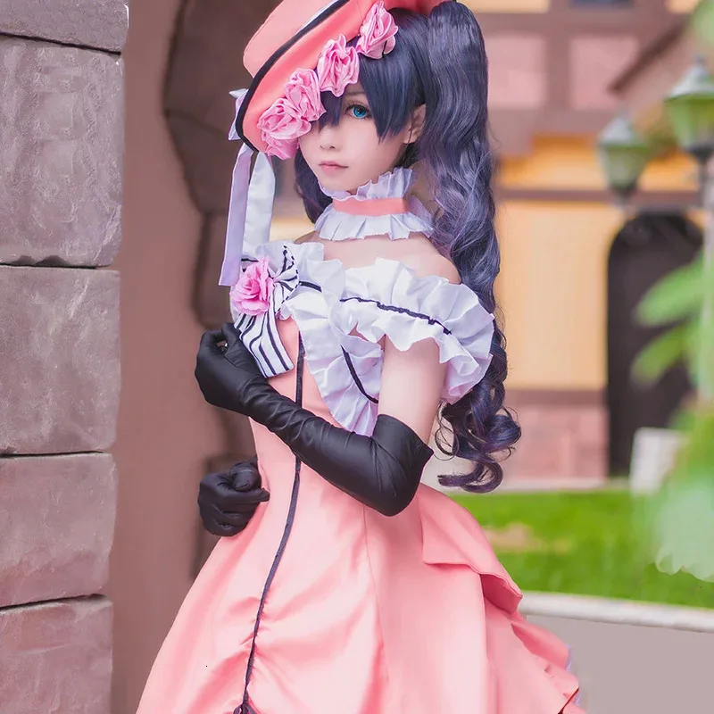 Черный дворецкий Kuroshitsuji Ciel Phantomhive кружевное платье без рукавов для горничной, полное платье, униформа, костюмы аниме для косплея